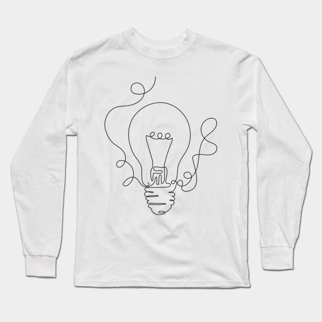 Continuous Line Lightbulb Long Sleeve T-Shirt by SWON Design